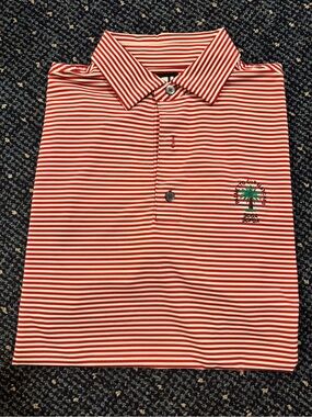 Polo by Ralph Lauren Red & White Striped Embroidered Palm Polo
